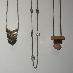 3 gold arrow necklaces